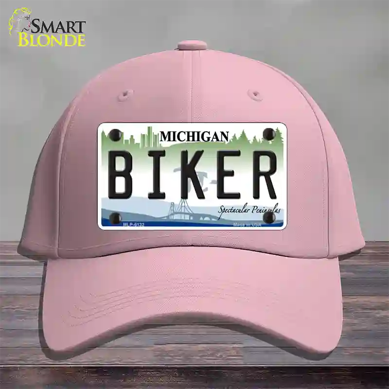 Biker Michigan Novelty License Plate Hat Cotton / Pink