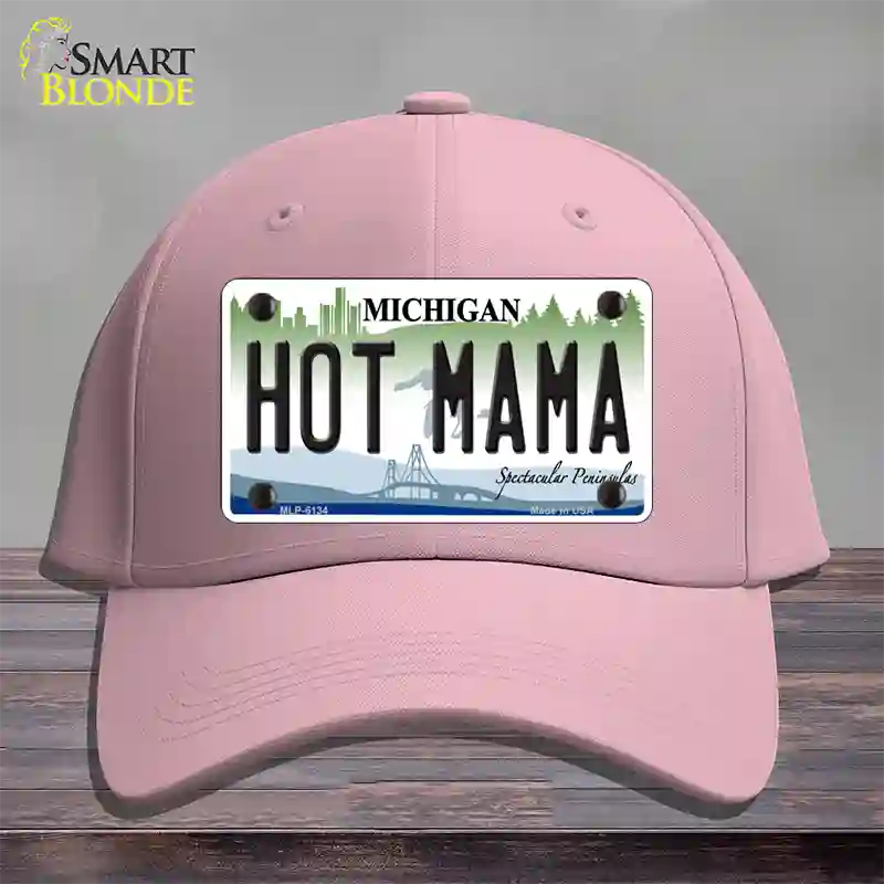 Hot Mama Michigan Novelty License Plate Hat Cotton / Pink