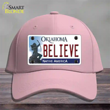 Believe Oklahoma Novelty License Plate Hat Cotton / Pink