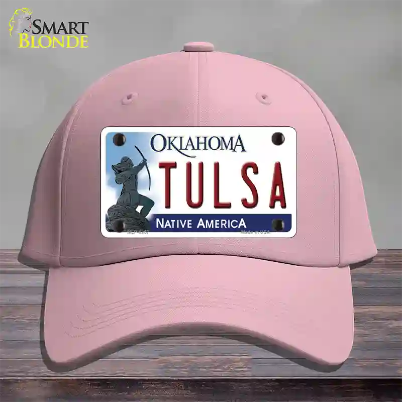 Tulsa Oklahoma Novelty License Plate Hat Cotton / Pink