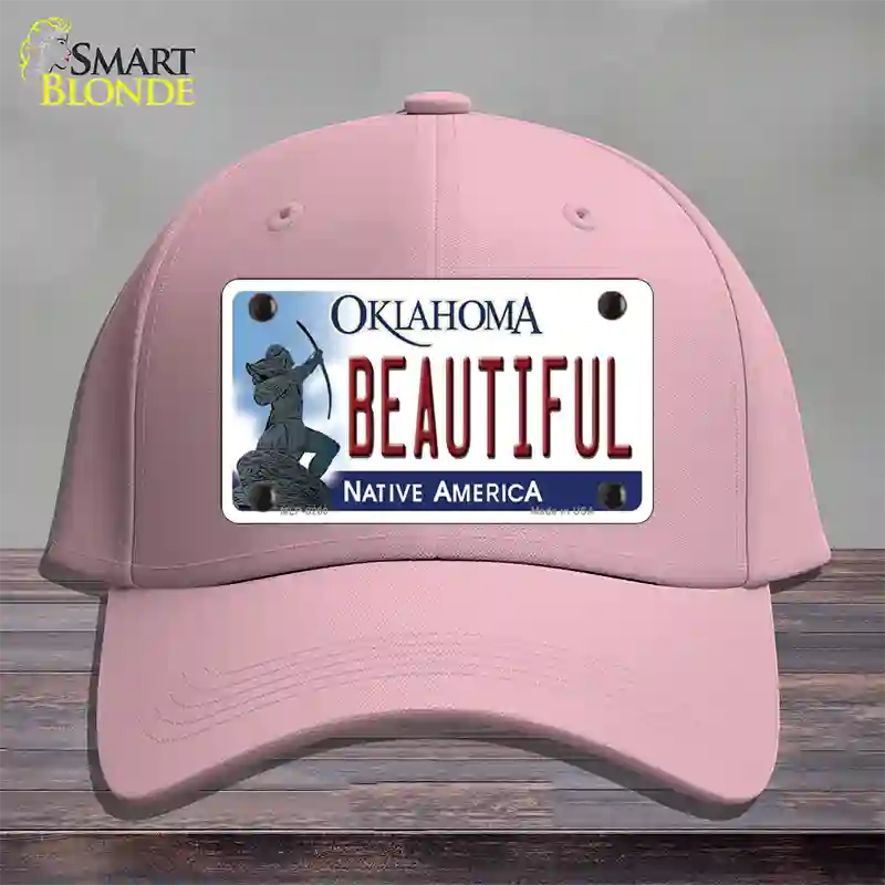 Beautiful Oklahoma Novelty License Plate Hat Cotton / Pink