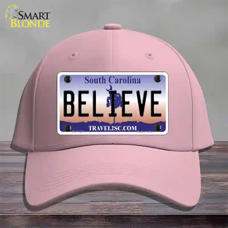 Believe South Carolina Novelty License Plate Hat Cotton / Pink