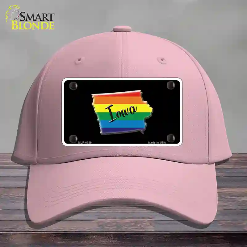 Iowa Rainbow Novelty License Plate Hat Cotton / Pink