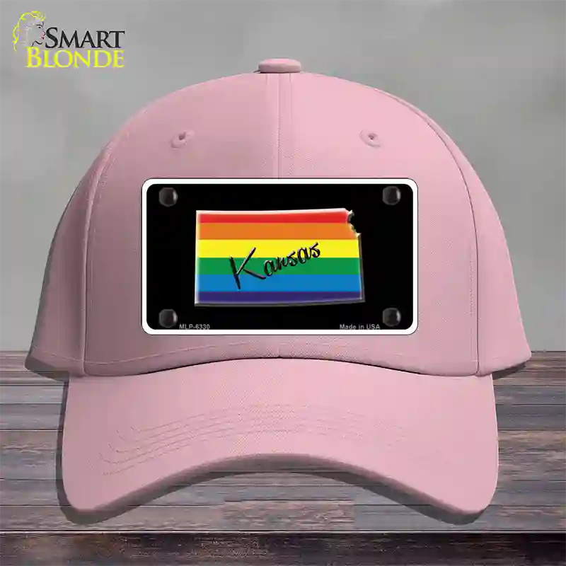 Kansas Rainbow Novelty License Plate Hat Cotton / Pink