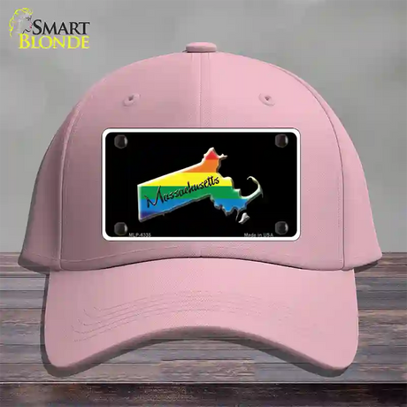 Massachusetts Rainbow Novelty License Plate Hat Cotton / Pink