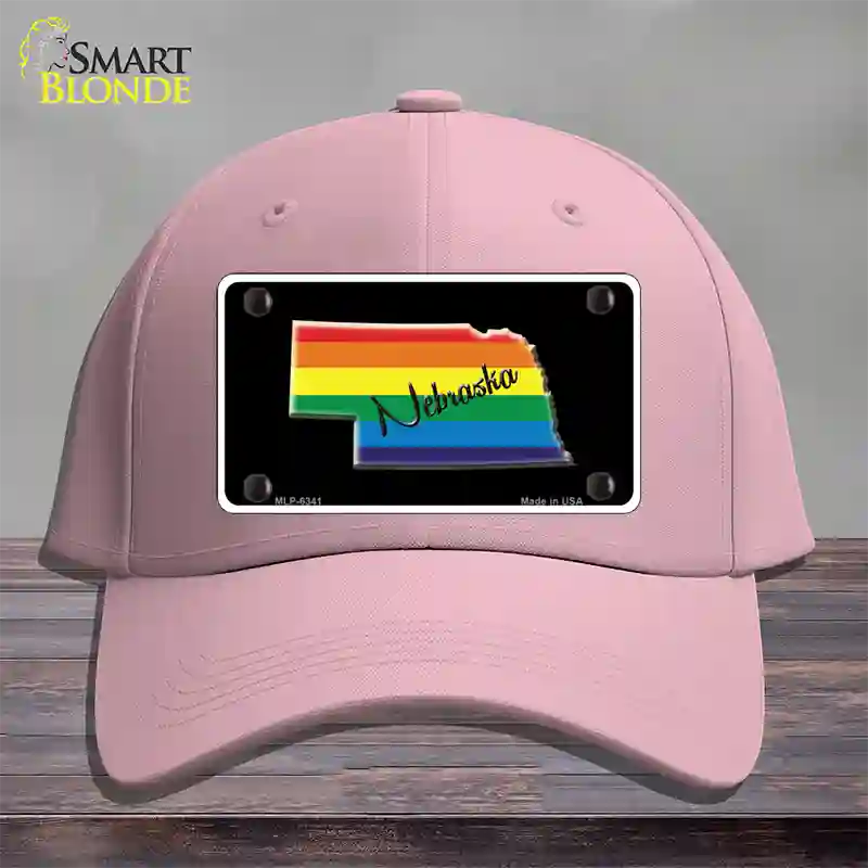 Nebraska Rainbow Novelty License Plate Hat Cotton / Pink