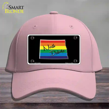 North Dakota Rainbow Novelty License Plate Hat Cotton / Pink