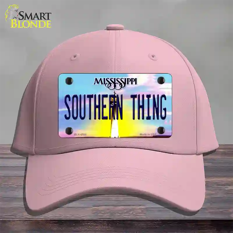 Southern Thing Mississippi Novelty License Plate Hat Cotton / Pink