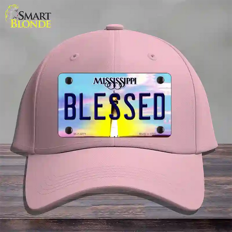 Blessed Mississippi Novelty License Plate Hat Cotton / Pink