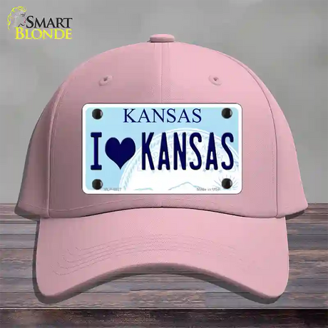 I Love Kansas Novelty License Plate Hat Cotton / Pink