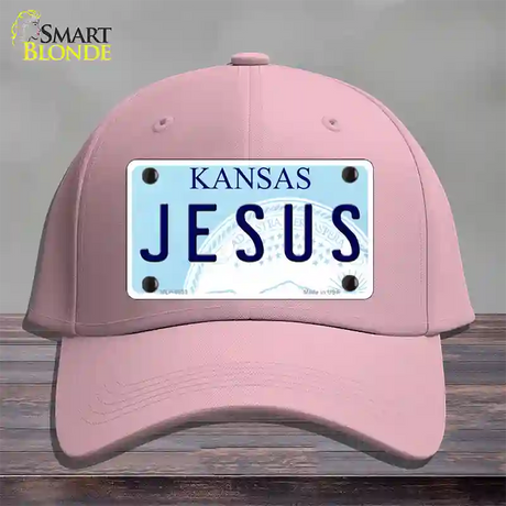 Jesus Kansas Novelty License Plate Hat Cotton / Pink