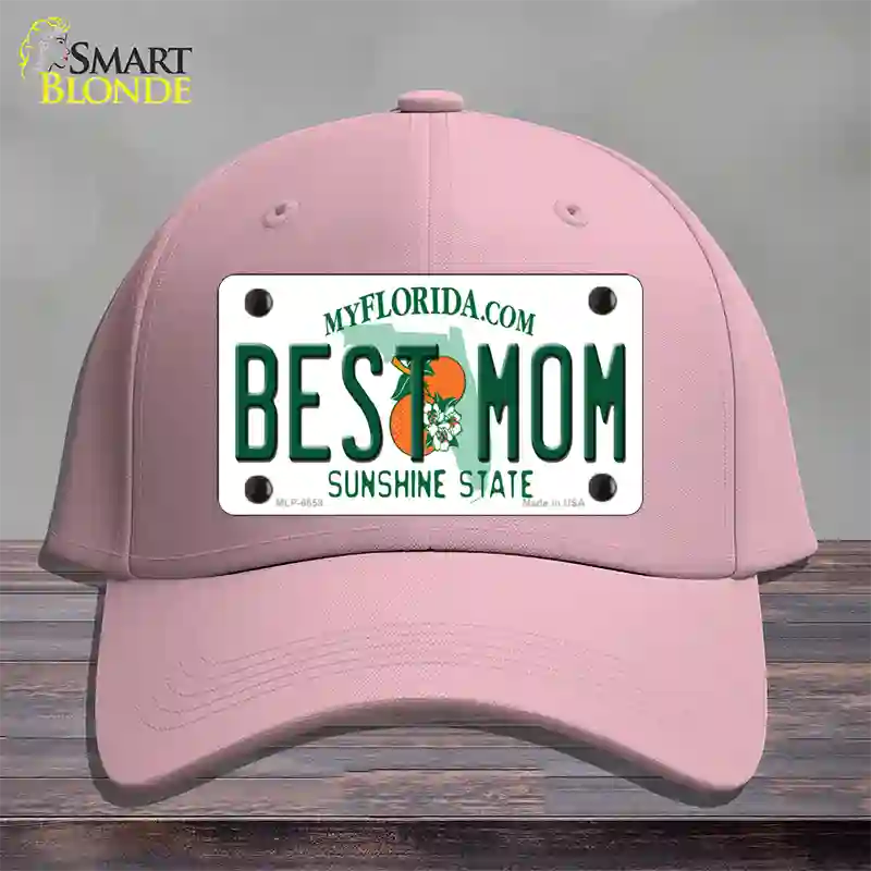 Best Mom Florida Novelty License Plate Hat Cotton / Pink