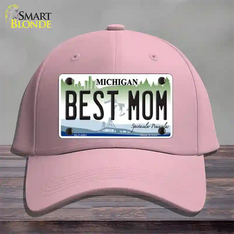 Best Mom Michigan Novelty License Plate Hat Cotton / Pink