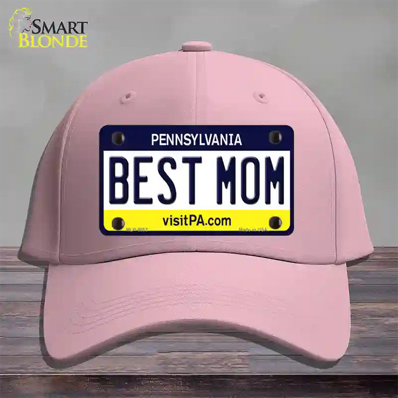 Best Mom Pennsylvania State Novelty License Plate Hat Cotton / Pink