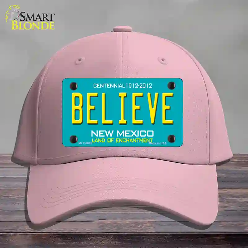 Believe New Mexico Novelty License Plate Hat Cotton / Pink