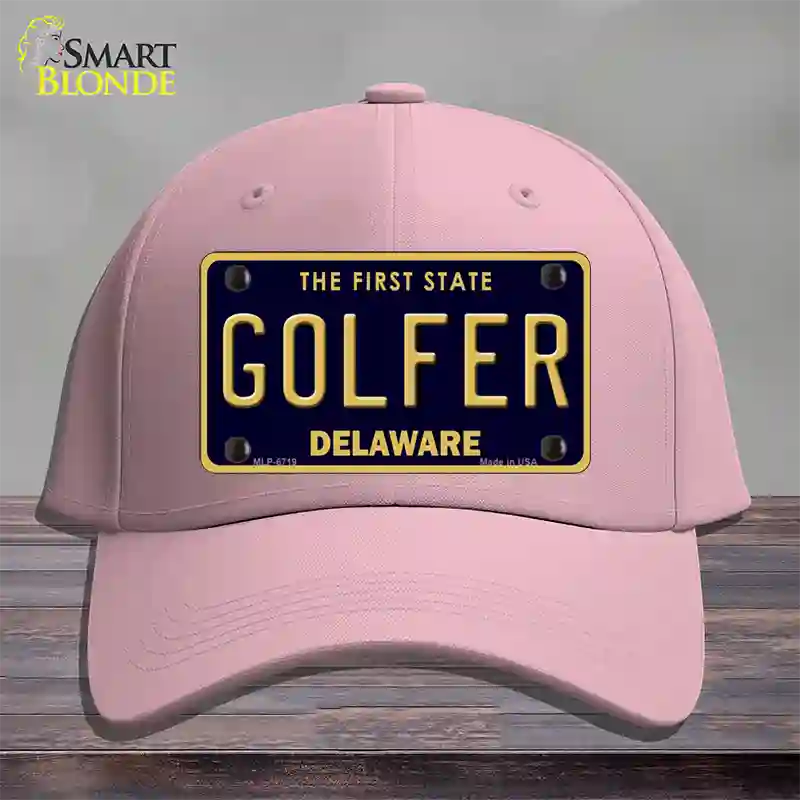 Golfer Delaware Novelty License Plate Hat Cotton / Pink