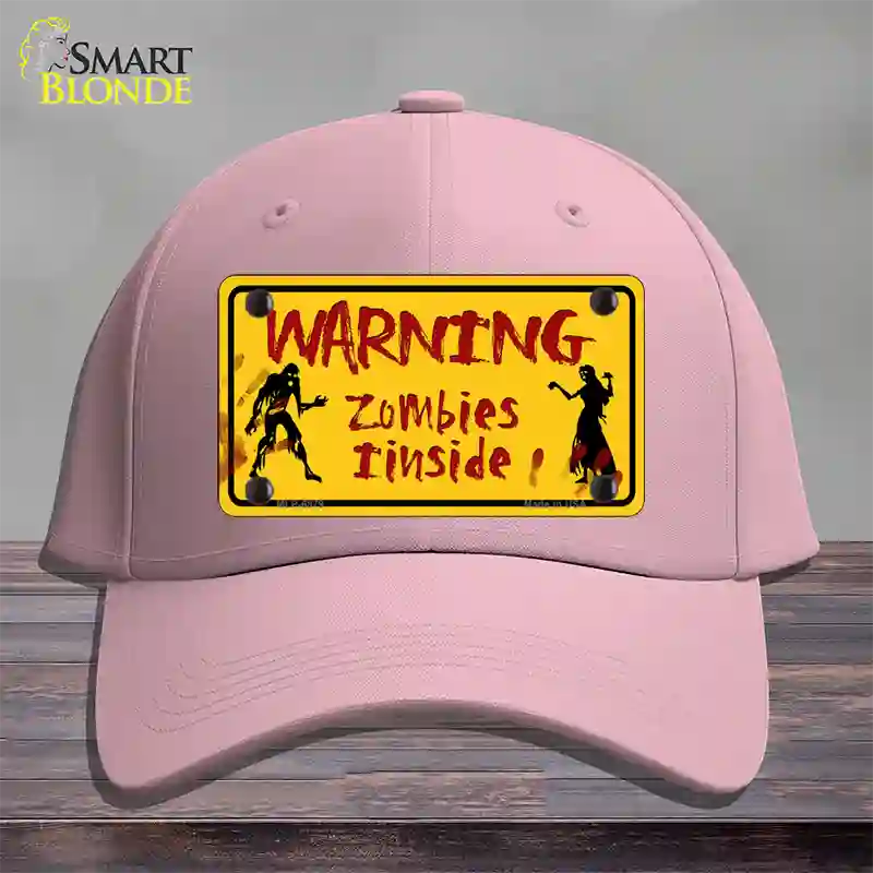 Warning Zombies Inside Novelty License Plate Hat Cotton / Pink