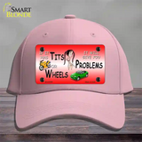 Tits Or Wheels Red Novelty License Plate Hat Cotton / Pink