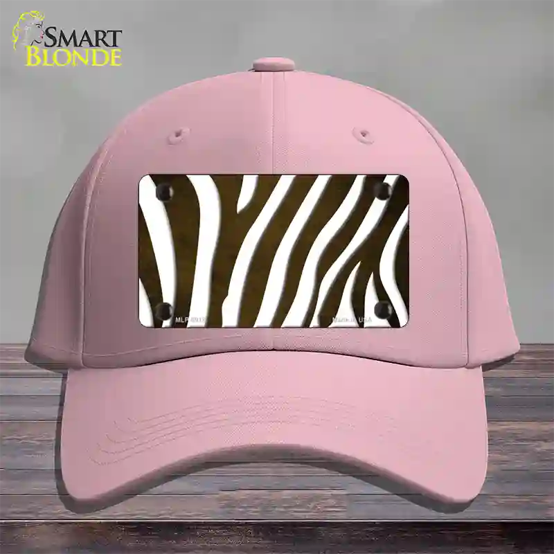 Brown White Zebra Oil Rubbed Novelty License Plate Hat Cotton / Pink