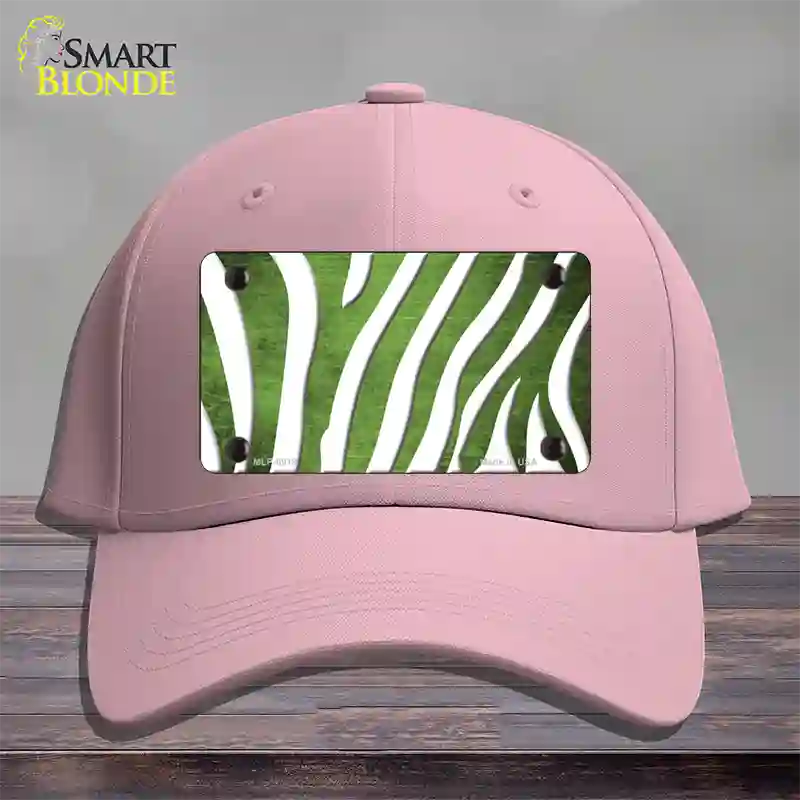 Lime Green White Zebra Oil Rubbed Novelty License Plate Hat Cotton / Pink