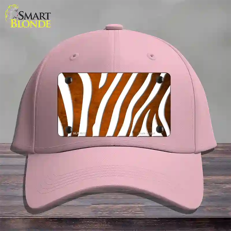 Orange White Zebra Oil Rubbed Novelty License Plate Hat Cotton / Pink