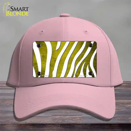 Yellow White Zebra Oil Rubbed Novelty License Plate Hat Cotton / Pink