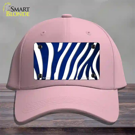 Blue White Zebra Oil Rubbed Novelty License Plate Hat Cotton / Pink