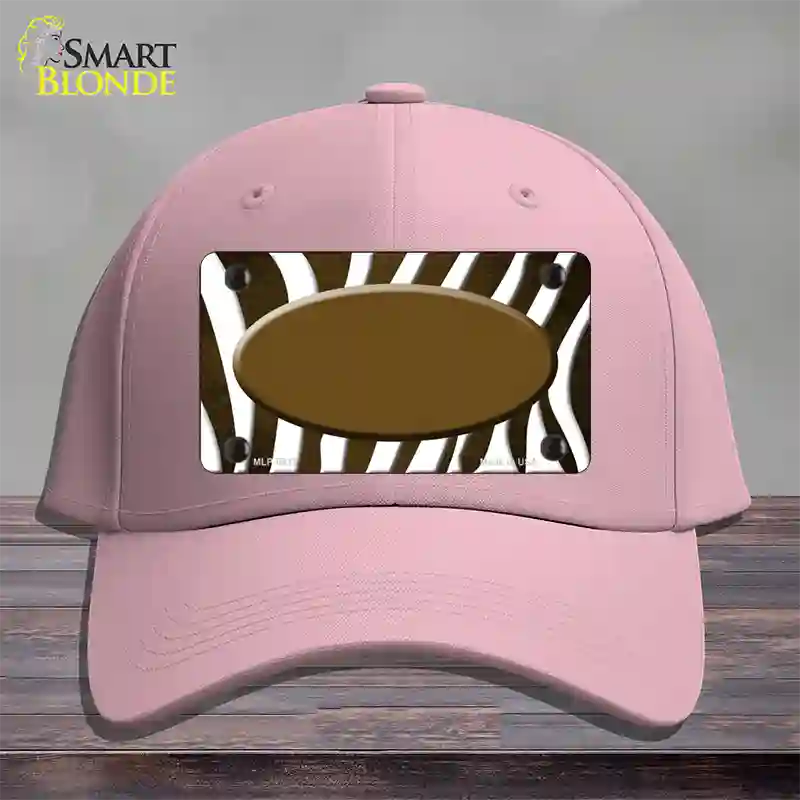 Brown White Zebra Oval Oil Rubbed Novelty License Plate Hat Cotton / Pink