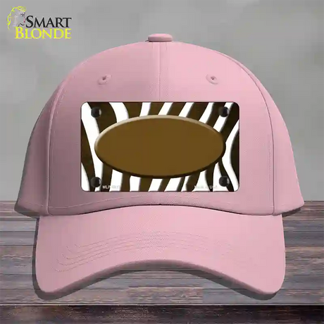 Brown White Zebra Oval Oil Rubbed Novelty License Plate Hat Cotton / Pink