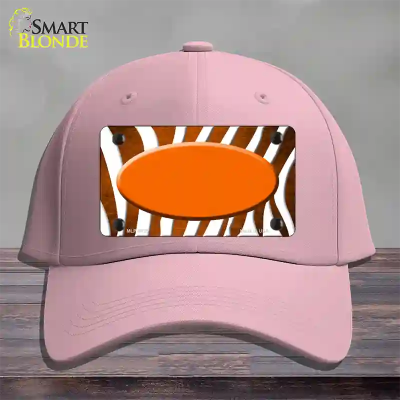 Orange White Zebra Oval Oil Rubbed Novelty License Plate Hat Cotton / Pink