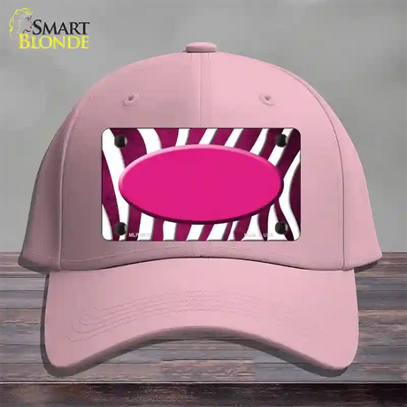 Pink White Zebra Oval Oil Rubbed Novelty License Plate Hat Cotton / Pink