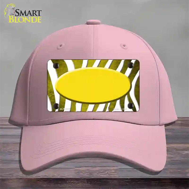 Yellow White Zebra Oval Oil Rubbed Novelty License Plate Hat Cotton / Pink