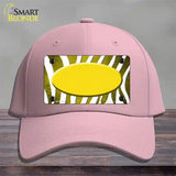 Yellow White Zebra Oval Oil Rubbed Novelty License Plate Hat Cotton / Pink