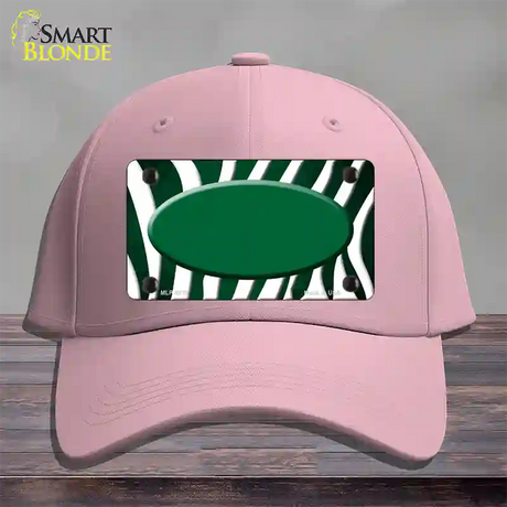 Green White Zebra Oval Oil Rubbed Novelty License Plate Hat Cotton / Pink