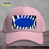 Blue White Zebra Oval Oil Rubbed Novelty License Plate Hat Cotton / Pink