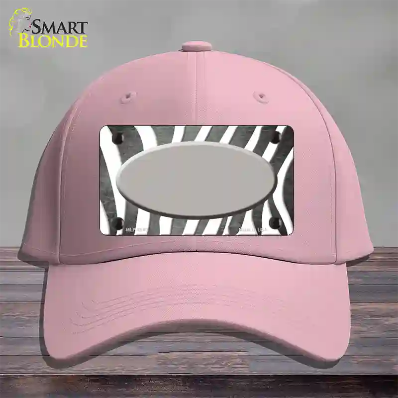 Gray White Zebra Oval Oil Rubbed Novelty License Plate Hat Cotton / Pink