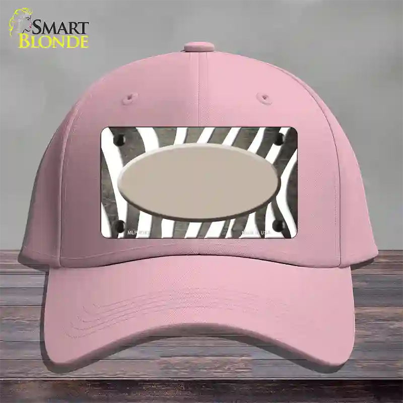 Tan White Zebra Oval Oil Rubbed Novelty License Plate Hat Cotton / Pink