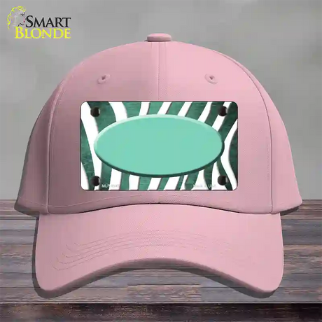 Mint White Zebra Oval Oil Rubbed Novelty License Plate Hat Cotton / Pink