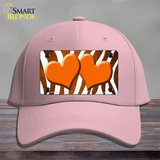 Orange White Zebra Hearts Oil Rubbed Novelty License Plate Hat Cotton / Pink