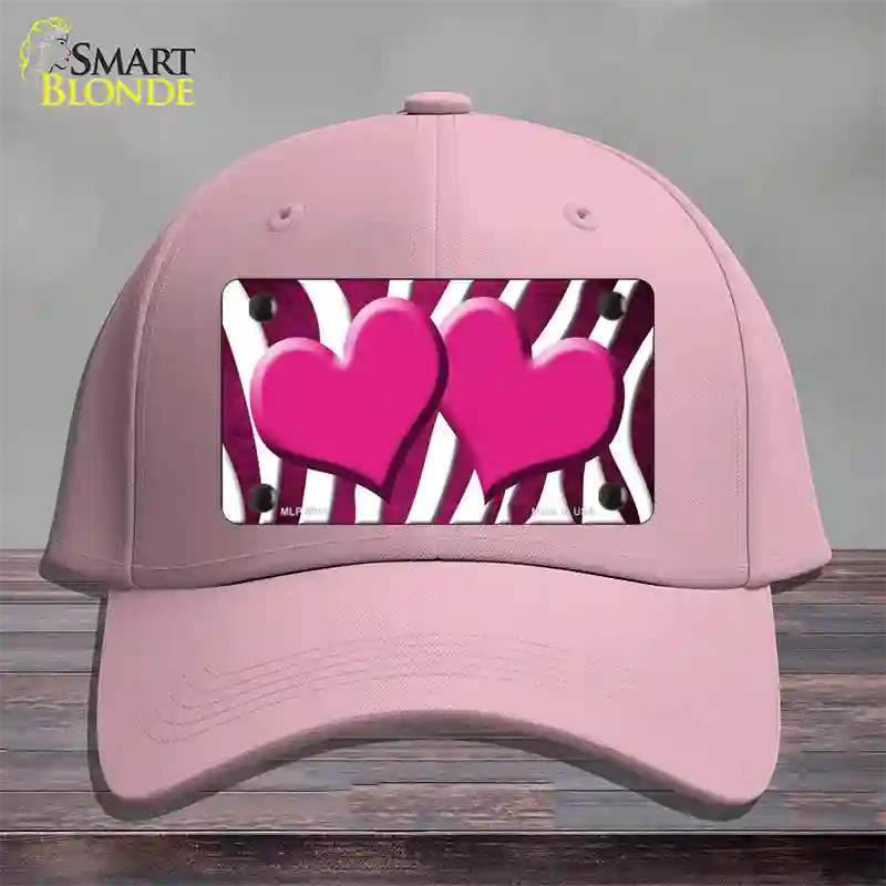 Pink White Zebra Hearts Oil Rubbed Novelty License Plate Hat Cotton / Pink