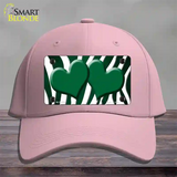 Green White Zebra Hearts Oil Rubbed Novelty License Plate Hat Cotton / Pink