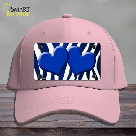 Blue White Zebra Hearts Oil Rubbed Novelty License Plate Hat Cotton / Pink