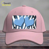 Light Blue White Zebra Hearts Oil Rubbed Novelty License Plate Hat Cotton / Pink