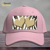 Gold White Zebra Hearts Oil Rubbed Novelty License Plate Hat Cotton / Pink