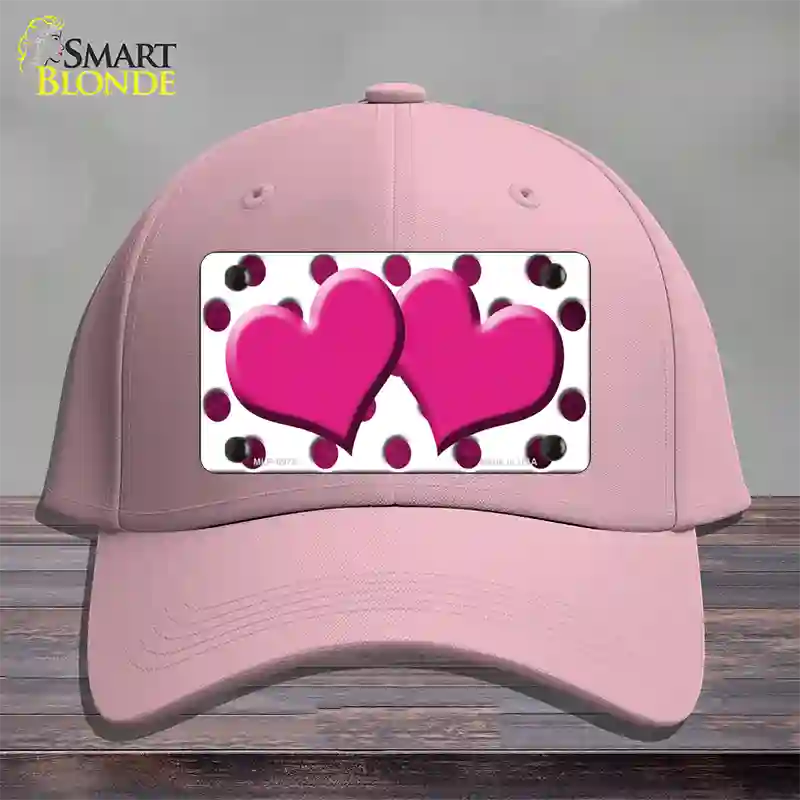 Pink White Dots Hearts Oil Rubbed Novelty License Plate Hat Cotton / Pink