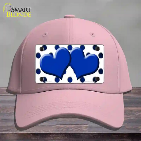 Blue White Dots Hearts Oil Rubbed Novelty License Plate Hat Cotton / Pink