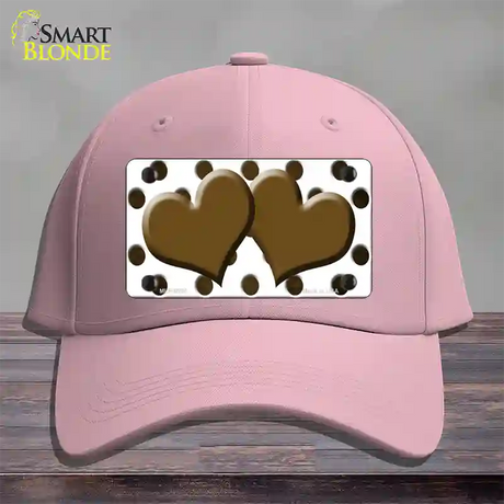 Brown White Dots Hearts Oil Rubbed Novelty License Plate Hat Cotton / Pink