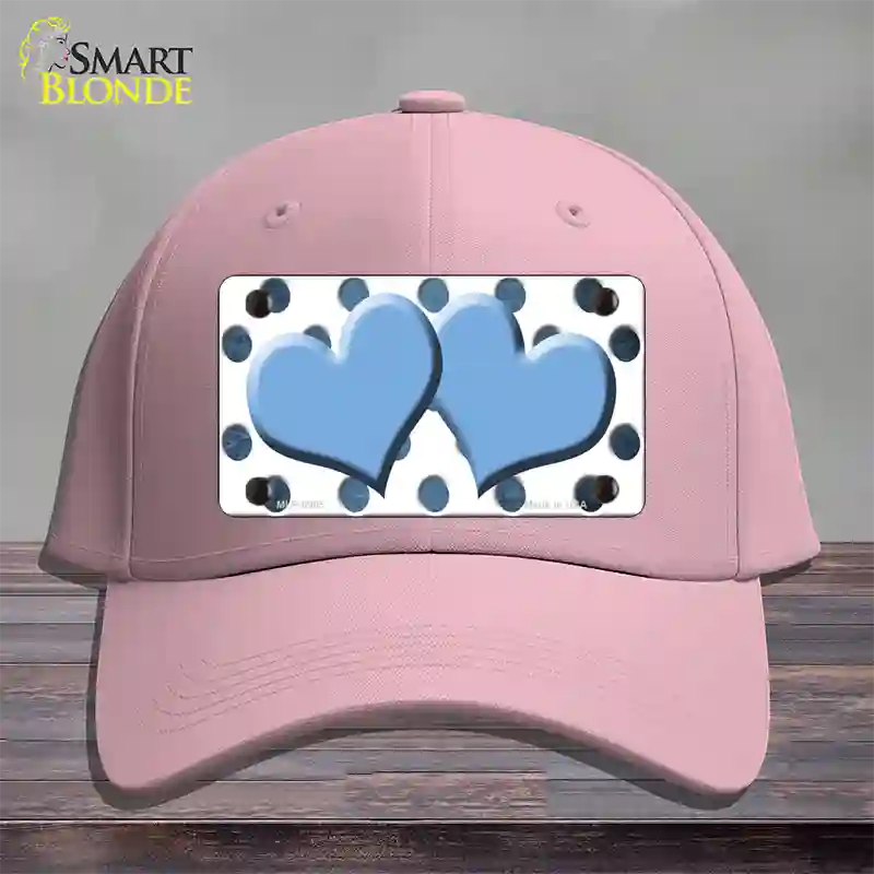 Light Blue White Dots Hearts Oil Rubbed Novelty License Plate Hat Cotton / Pink