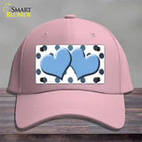 Light Blue White Dots Hearts Oil Rubbed Novelty License Plate Hat Cotton / Pink