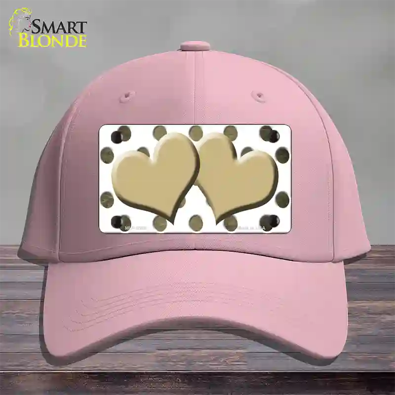 Gold White Dots Hearts Oil Rubbed Novelty License Plate Hat Cotton / Pink